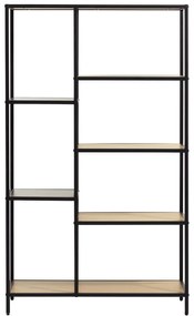 Bibliotecă neagră/în culoare naturală cu aspect de lemn de stejar 80x146x35 cm Altino – Unique Furniture