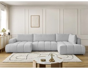 Colțar gri deschis extensibil/cu spațiu de depozitare (cu colț pe partea dreaptă/în formă de "U") Fuji – Bobochic Paris