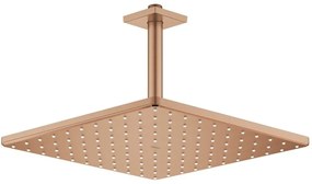 Palarie dus fix Grohe Rainshower Mono 310, 31x31 cm cu brat, montaj pe tavan, cupru mat (brushed warm sunset)
