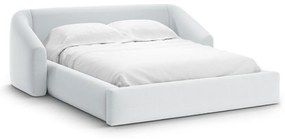 Pat matrimonial gri deschis tapițat cu spațiu de depozitare cu somieră 160x200 cm Campi – Cosmopolitan Design