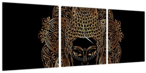 Tablou - Buddha auriu (cu ceas) (90x30 cm)