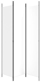 Paravan de camera cu 3 panouri, alb, 150x220 cm, textil Alb, 150 x 220 cm, 1