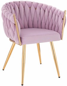 HR750 Scaun cu picioare Aurie Mov din Catifea