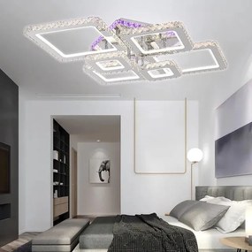 Lustra LED Cu Telecomanda, Elit's Cristal, Cromat , 250W, RGB