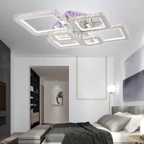 Lustra LED Cu Telecomanda, Elit's Cristal, Cromat , 250W, RGB