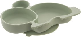 Farfurie pentru copii verde salvie din silicon 18x23 cm Bunny – Orion