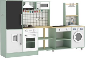 AIYAPLAY Bucătărie pentru Copii 3-8 Ani cu Blat Rotativ, Verde Deschis | Aosom Romania