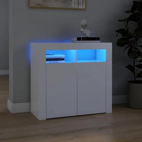 804328 vidaXL Servantă cu lumini LED, alb, 80x35x75 cm