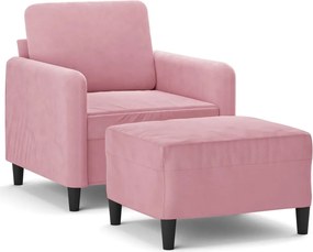 vidaXL Fotoliu canapea cu taburet, roz, 60 cm, catifea