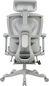 AERION-HM – Scaun ergonomic cu Masaj și Încălzire Lombară, Tetieră 3D, Cotiere 4D, Șezut Glisant, Spătar Reglabil și Suport Picioare, Full Mesh, Gri
