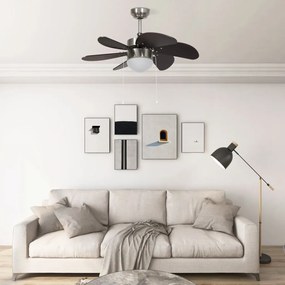 Ventilator de tavan cu iluminare, maro inchis, 76 cm
