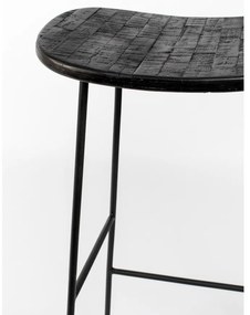Scaun de bar negru din lemn de tec (înălțime șezut 76 cm) Tangle – White Label