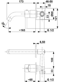 Baterie de lavoar pentru instalare ascunsă KFA Armatura 5039-810-31 MOZA auriu