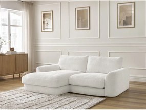 Colțar alb cu tapițerie din chenille (cu colț pe partea stângă/cu șezlong) Leonore – Bobochic Paris