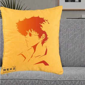 Perna Decorativa Cowboy Bebop Spike Silueta Gradient, 40x40 cm, Galben, Husa Detasabila, Perna Inclusa, BEKZ®