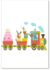 Tablou pe pe sticlă tren vesel
