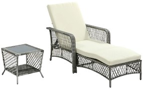 Outsunny 2 bucati sezlong din rattan din PE, mobilier pentru scaune reglabile din rachita, sezlong de gradina | Aosom Romania