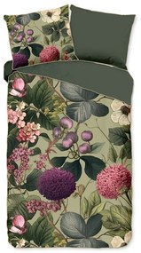 Lenjerie de pat kaki din bumbac satinat pentru pat de o persoană, extinsă 140x220 cm Onaz – Descanso