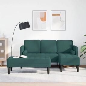 vidaXL Set canapele 2 piese cu perne din textil verde închis