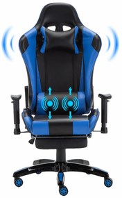 Scaun gaming, masaj în perna lombară, suport picioare, funcție șezlong, SIG 5002, Negru/Albastru