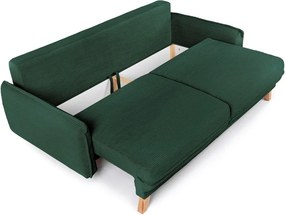 Canapea verde-închis extensibilă/cu spațiu de depozitare cu tapițerie din catifea reiată 218 cm Tori – Bonami Selection