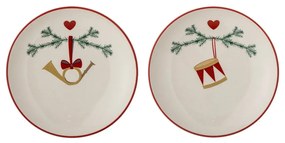 Farfurii crem 2 buc. pentru desert din gresie ø 16 cm cu model de Crăciun Yule – Bloomingville