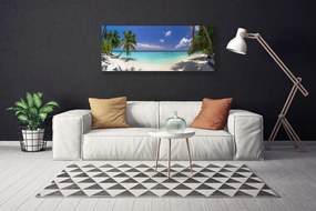 Tablou pe panza canvas Marea Palm Beach Copaci Peisaj Alb Albastru Verde Maro