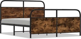 vidaXL Cadru pat metalic fără saltea, stejar fumuriu, 180x200 cm