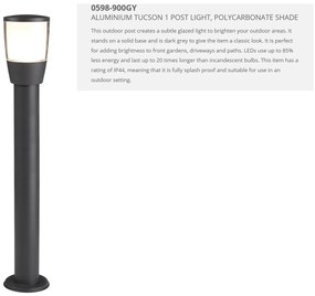 Stalp de iluminat exterior stil modern H-90cm Tucson 0598-900GY SRT