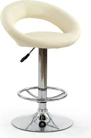 Scaun bar H15, crem/crom, piele ecologica/metal, 54x46x80/102 cm