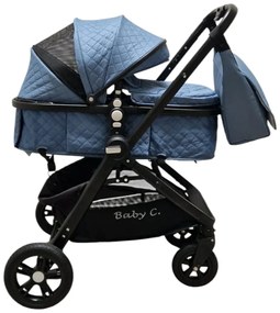Carucior nou nascuti 2 in 1 Baby Care X2S, Maner reversibil, Cu geanta bebe, Amortizoare, Roti din cauciuc plin AVE, Spatar reglabil 3 trepte, Plasa