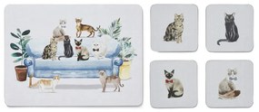 Set cu suporturi farfurii și coasters 8 buc. Curious Cats – Cooksmart ®