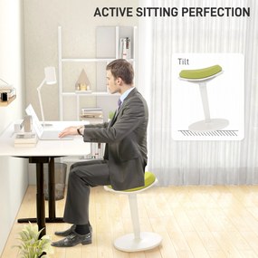 HOMCOM Scaun Ergonomic Reglabil pe Înălțime cu Înclinare 5°, Scaun Modern din Poliester, Spumă și PP, 42,5x35,5x56,5-71,5 cm, Verde | Aosom Romania