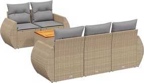 vidaXL Set canapele de grădină cu perne, 6 piese, bej, poliratan