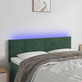 Tablie de pat cu LED, verde inchis, 144x5x78 88 cm, catifea 1, Verde inchis, 144 x 5 x 78 88 cm