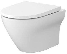 Vas wc suspendat rimless Cersanit Larga Oval cu capac soft close inclus, alb Ovala