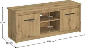 Masă TV 2D/125, stejar Artisan, AIRON