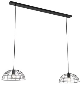 Lampă suspendată industrială neagră cu 2 lumini - Hanze