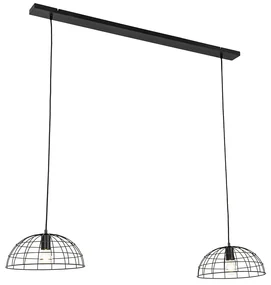 Lampă suspendată industrială neagră cu 2 lumini - Hanze