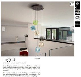 Lustra cu 5 pendule LED design decorativ Ingrid 5L color