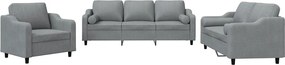 vidaXL Set de canapele cu perne, 3 piese, gri deschis, textil