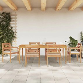 Set mobilier gradina cu perne albe, 7 piese, lemn masiv de tec