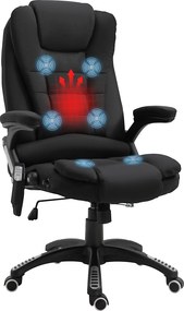 Vinsetto Fotoliu de masaj pentru birou sau acasa cu inaltime reglabila, 6 puncte de masaj si incalzire, 67L x 74P x 107-116Acm, negru | Aosom Romania