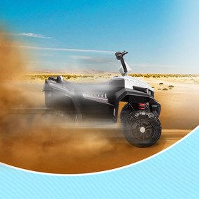 AIYAPLAY Quad electric pentru copii, lumină &amp; muzică, suspensie, 5 km/h, 50 Min. timp de rulare, pentru 3-5 ani, Alb | Aosom Romania
