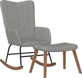 vidaXL Scaun balansoar cu taburet, gri deschis, catifea