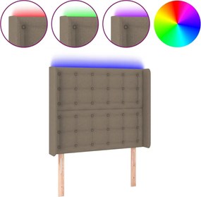 vidaXL Tăblie de pat cu LED, gri taupe, 83x16x118/128 cm, textil