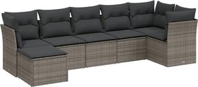 vidaXL Set canapele de grădină cu perne, 7piese gri deschis poliratan