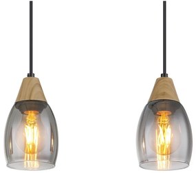 Lustra suspendata design modern REID negru, fumuriu, maro inchis