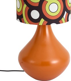 Lampă de podea retro portocalie cu abajur textil multicolor - Mina