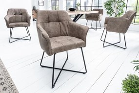 Set de 2 scaune elegante cu cotiere confortabile Loft, vintage taupe